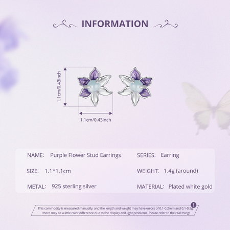 Cercei argint flori mov [10]
