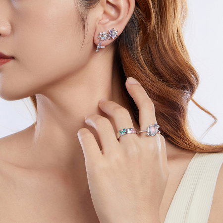 Cercei argint flori mov [16]