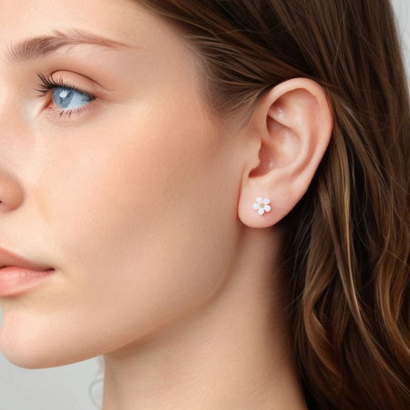 Cercei argint Flori Sakura Albe [3]