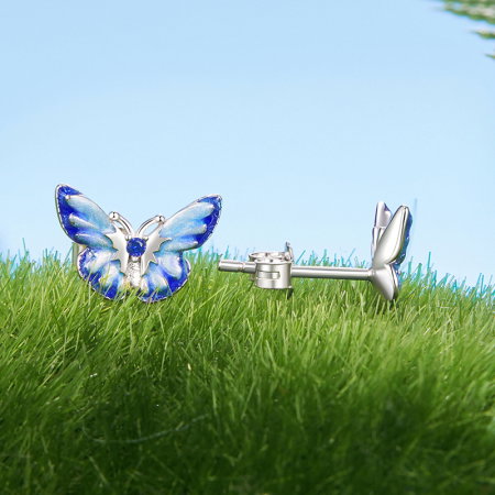 Cercei argint fluturasi albastri [6]