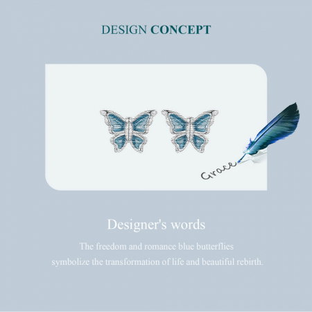 Cercei argint fluture albastru [11]