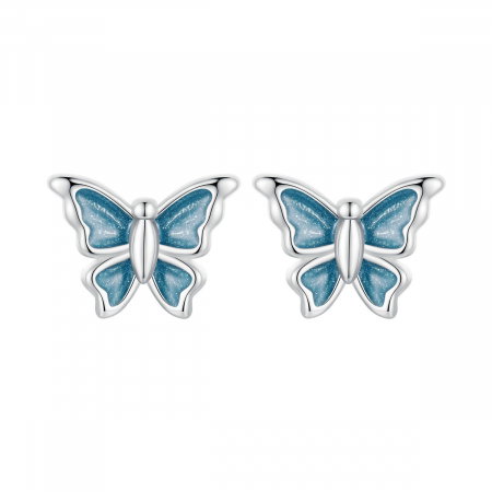 Cercei argint fluture albastru