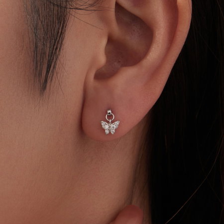 Cercei argint fluture cu surub si Zirconia [5]