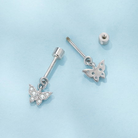 Cercei argint fluture cu surub si Zirconia [4]