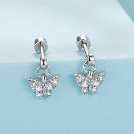 Cercei argint fluture cu surub si Zirconia [2]