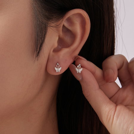 Cercei argint fluture cu surub si Zirconia [6]