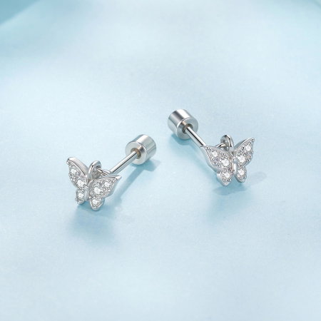 Cercei argint fluture cu surub si Zirconia [3]