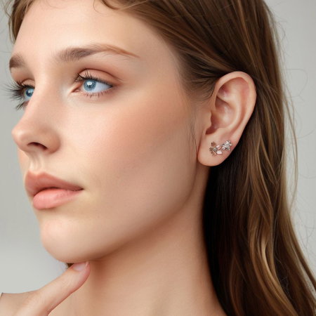 Cercei argint frunze de artar cu surub [10]