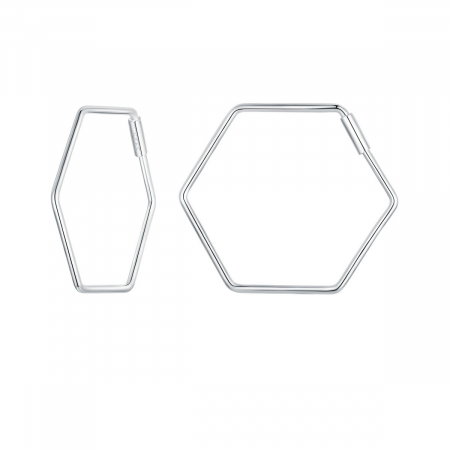 Cercei argint hexagonali