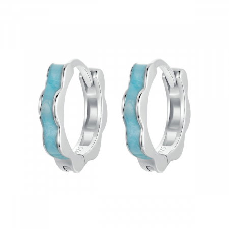 Cercei argint in forma de floare albastra