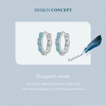 Cercei argint in forma de floare albastra [8]