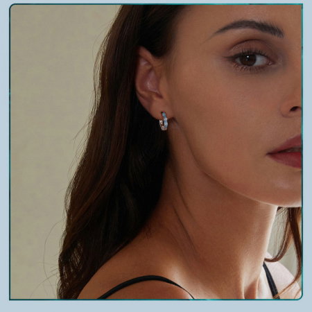 Cercei argint in forma de floare albastra [12]