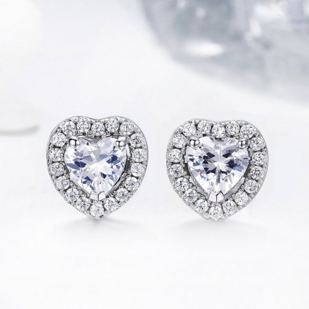 Cercei argint in forma de inima cu zirconii albe [4]