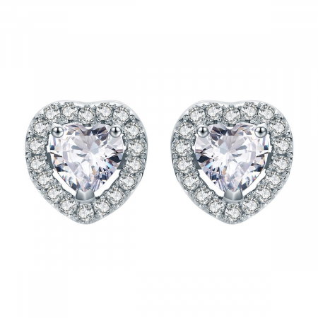 Cercei argint in forma de inima cu zirconii albe [0]