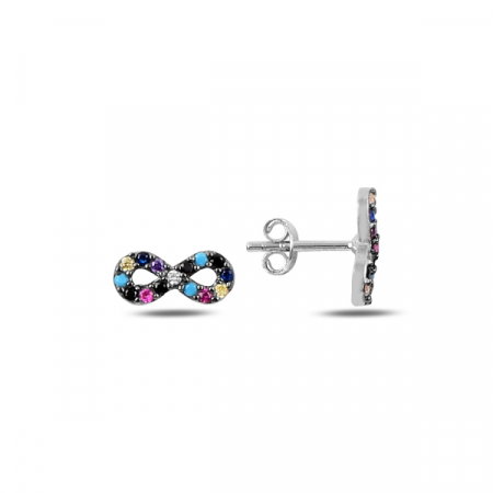 Cercei argint infinit cu zirconii multicolore, placati cu rodiu - ETU0191 [0]