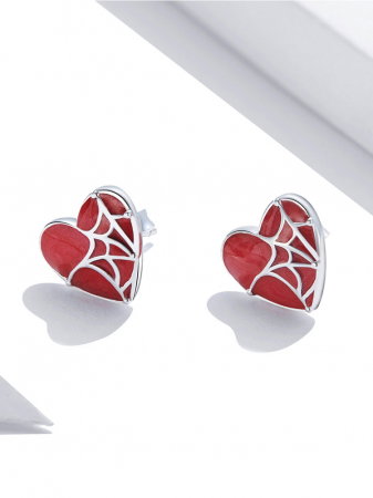 Cercei argint inima cu panza de paianjen [5]