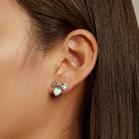 Cercei argint inima de opal si fundita [3]