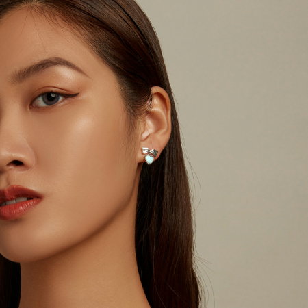 Cercei argint inima de opal si fundita [5]