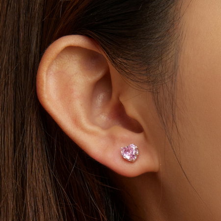 Cercei argint inima de zirconiu roz [5]