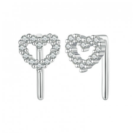 Cercei argint inima in forma de L