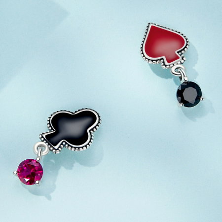 Cercei argint Inima Rosie si Trefla [3]