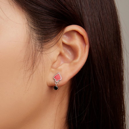 Cercei argint Inima Rosie si Trefla [5]