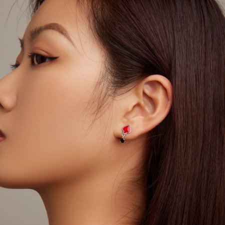 Cercei argint Inima Rosie si Trefla [6]