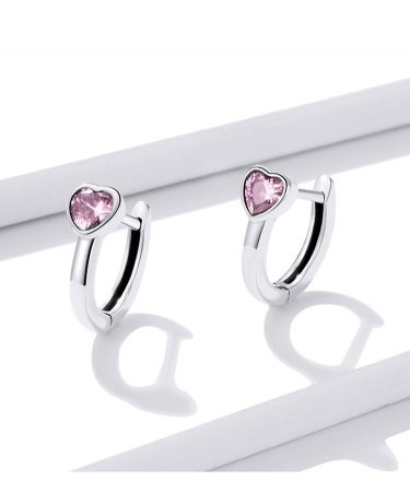 Cercei argint inima roz [4]