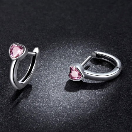 Cercei argint inima roz [2]