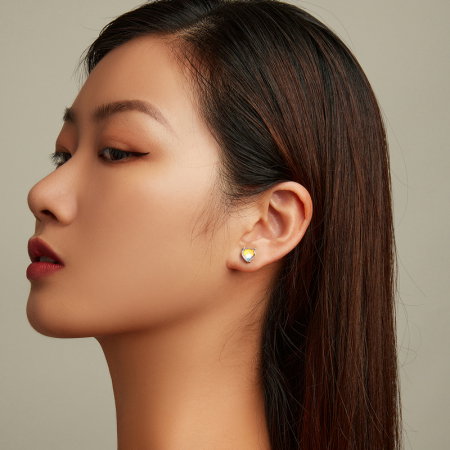 Cercei argint inimioare cu reflexii multicolore Aurora Borealis [1]