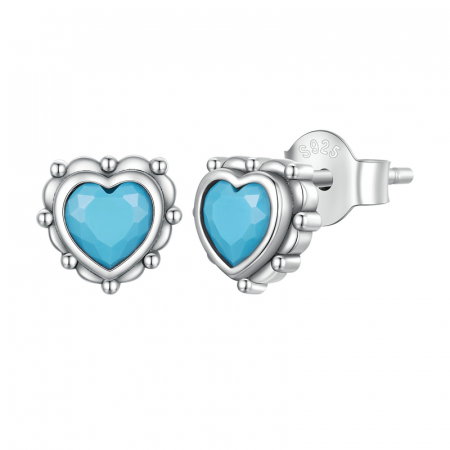 Cercei argint inimioare turcoaz