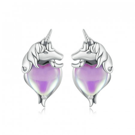 Cercei argint inimioare cu unicorni [7]