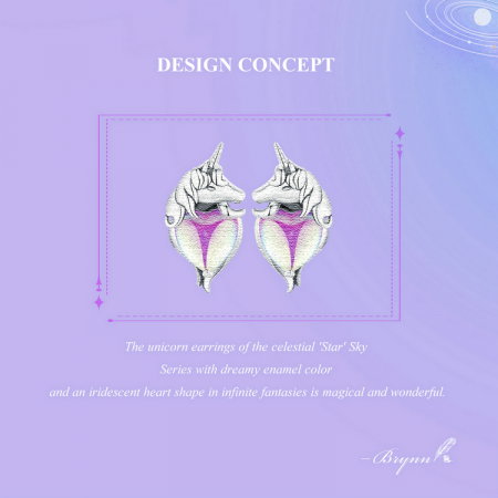 Cercei argint inimioare cu unicorni [9]