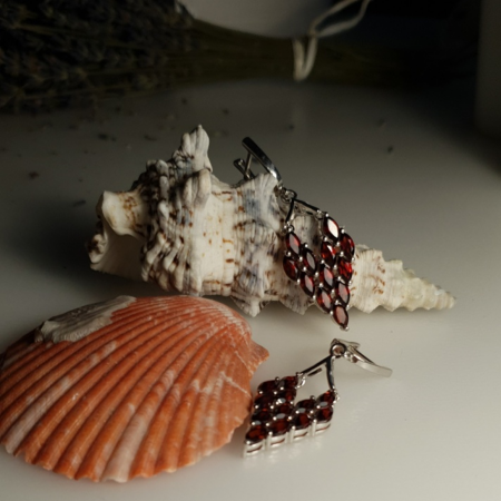 Cercei argint Isabela, 925, cu granat - EVA0047 [2]