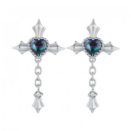 Cercei argint lant incrucisat