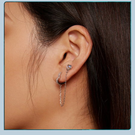 Cercel argint lant si inimioare [12]