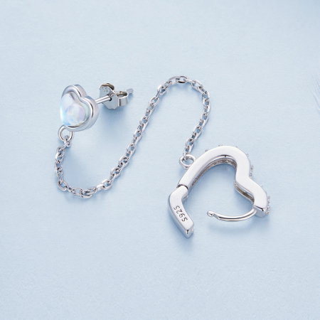 Cercel argint lant si inimioare [6]