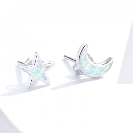 Cercei argint Luna si Luceafarul cu Opal [2]
