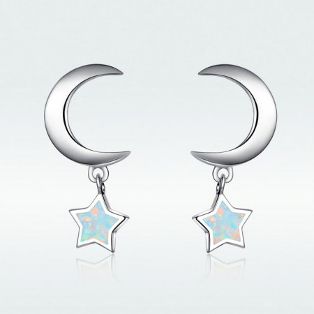 Cercei argint Luna si Luceafarul cu Opal [1]
