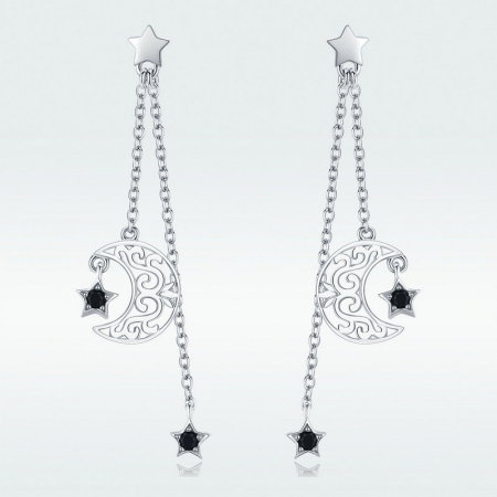 Cercei argint Luna si Luceafarul placati cu rodiu [5]