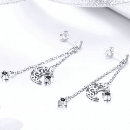 Cercei argint Luna si Luceafarul placati cu rodiu [2]