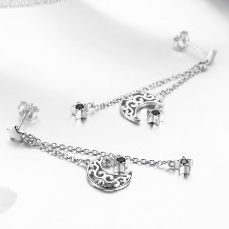 Cercei argint Luna si Luceafarul placati cu rodiu [3]