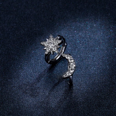 Cercei argint luna si stea placati cu rodiu [4]