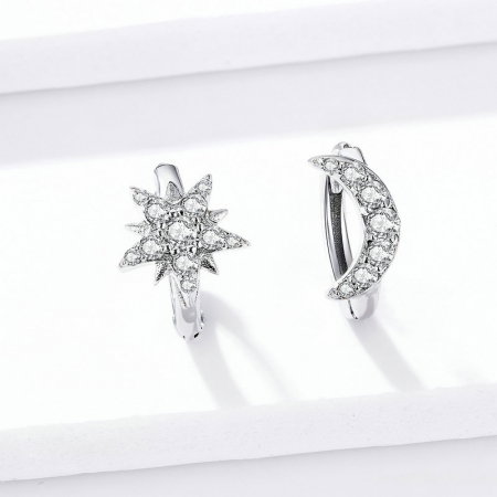 Cercei argint luna si stea placati cu rodiu [2]