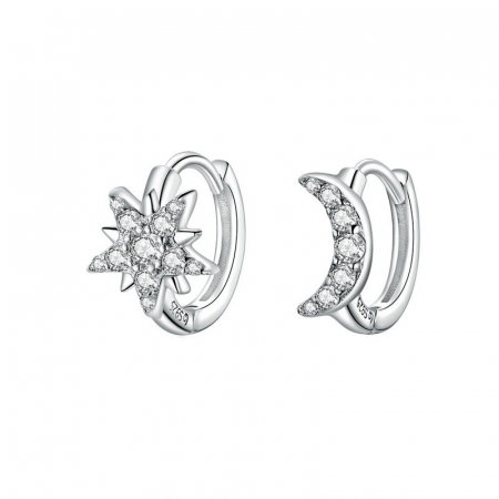 Cercei argint luna si stea placati cu rodiu [0]