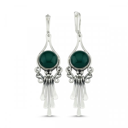 Cercei argint lungi cu agate verzi, handmade [0]