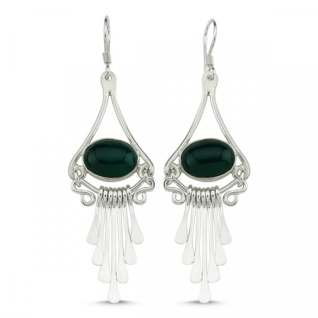 Cercei argint lungi cu agate verzi, handmade [0]