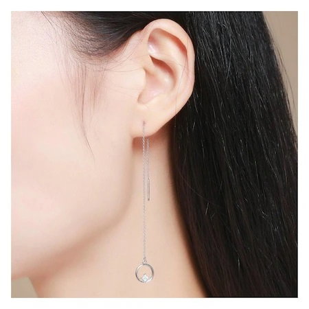 Cercei argint lungi cu cercuri placati cu rodiu [1]