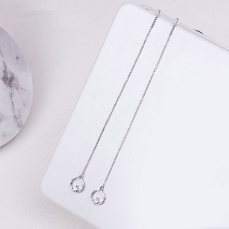 Cercei argint lungi cu cercuri placati cu rodiu [2]