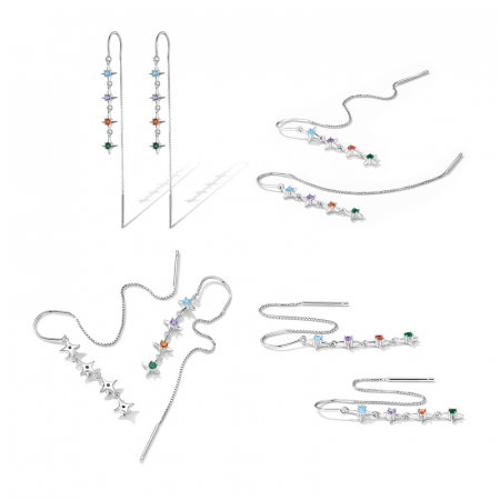Cercei argint lungi cu stelute de zirconiu [6]